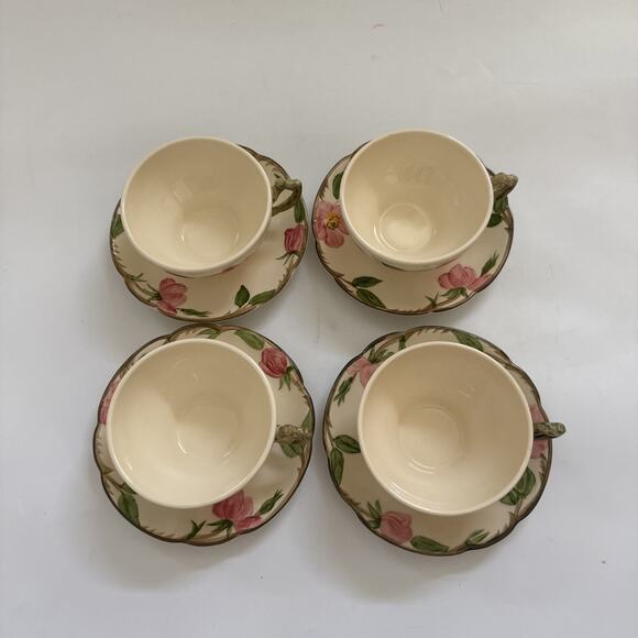 Vintage Franciscan Desert Rose Tea Cups and Saucers USA Made Set of 4 EUC - Picture 2 of 9